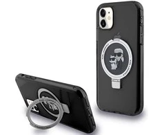 Karl Lagerfeld KLHMN61HMRSKCK Apple iPhone 11/ Xr 6.1″ juodos spalvos kietas dėklas Ring Stand Karl&Choupettte Ma