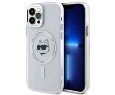 Karl Lagerfeld KLHMP12MHLSCHH Apple iPhone 12 / 12 Pro 6.1" dėklas telefonui baltos spalvos IML Metal Choupette Head MagSafe