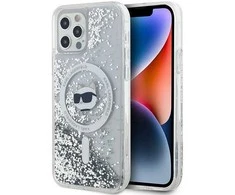 Karl Lagerfeld Liquid Glitter Choupette Head MagSafe Apple iPhone 12 / 12 Pro - dėklas telefonui skaidrus
