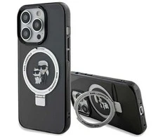 Karl Lagerfeld KLHMP13XHMRSKCK Apple iPhone 13 Pro Max 6.7″ juodos spalvos kietas dėklas Ring Stand Karl&amp;Choupettt