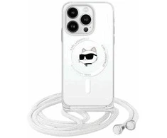 Apple iPhone 14 Pro Karl Lagerfeld dėklas IML Choupette Head &amp; Cord MagSafe (KLHMP14LHCCHNT) skaidrus