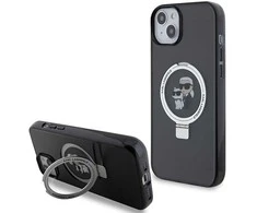 Karl Lagerfeld KLHMP14SHMRSKCK Apple iPhone 14/ 15 / 13 6.1″ juodos spalvos kietas dėklas Ring Stand Karl&amp;Choupet