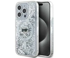 Karl Lagerfeld Liquid Glitter Karl Head MagSafe Apple iPhone 15 Pro - dėklas telefonui skaidrus