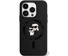 Karl Lagerfeld dėklas skirtas Apple iPhone 15 Pro compatible with MagSafe KLHMP15LSCMKCRHK (Silicone KC Body Ring) juodos spalvos