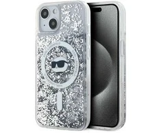 Karl Lagerfeld Liquid Glitter Choupette Head MagSafe Apple iPhone 15 Plus / 14 Plus - dėklas telefonui skaidrus