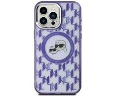 Apple iPhone 15 Karl Lagerfeld IML Monogram Karl&amp;Choupette Head MagSafe (KLHMP15SHMCKMHU) dėklas telefonui violetinės spalvos