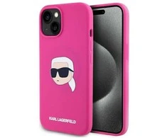 Karl Lagerfeld KLHMP15SSKHPPLF Apple iPhone 15 6.1" dėklas telefonui fuksijos spalvos silikoninis Karl Head Print MagSafe