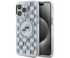 Apple iPhone 15 Pro Max Karl Lagerfeld IML Monogram Karl&amp;Choupette Head MagSafe (KLHMP15XHMCKMHT) dėklas telefonui skaidrus