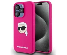 Karl Lagerfeld KLHMP15XSKHPPLF Apple iPhone 15 Pro Max 6.7" dėklas telefonui fuksijos spalvos silikoninis Karl Head Print MagSafe
