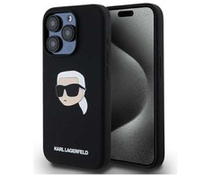 Karl Lagerfeld KLHMP15XSKHPPLK Apple iPhone 15 Pro Max 6.7" dėklas telefonui juodos spalvos silikoninis Karl Head Print MagSafe