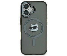 Karl Lagerfeld IML Metal Choupette Head MagSafe Apple iPhone 16 Pro Case - dėklas telefonui juodos spalvos