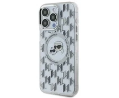 Karl Lagerfeld IML Monogram Karl &amp; Choupette Head MagSafe Apple iPhone 16 Pro - dėklas telefonui skaidrus