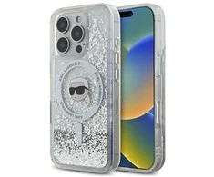 Karl Lagerfeld Liquid Glitter Karl Head MagSafe Apple iPhone 16 Pro - dėklas telefonui skaidrus