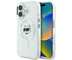 Karl Lagerfeld IML Metal Choupette Head MagSafe Apple iPhone 16 Plus - dėklas telefonui baltos spalvos