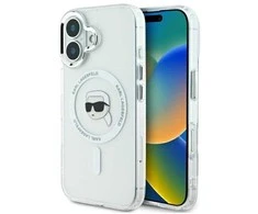 Karl Lagerfeld IML Metal Karl Head MagSafe Apple iPhone 16 Plus - dėklas telefonui baltos spalvos