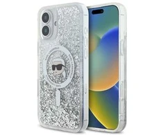Karl Lagerfeld KLHMP16MLGKISGH Apple iPhone 16 Plus 6.7" dėklas telefonui skaidrus Liquid Glitter Karl Head MagSafe
