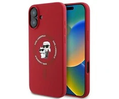 Karl Lagerfeld KLHMP16MSCMKCRHR Apple iPhone 16 Plus 6.7" dėklas telefonui raudonos spalvos hardcase Silicone Karl&amp;Choupette Ring MagSafe