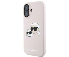 Karl Lagerfeld silikoninis „Nauble Heads“ rašto „MagSafe“ dėklas, skirtas iPhone 16 Plus - Rožinė