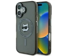 Karl Lagerfeld IML Metal Choupette Head MagSafe Apple iPhone 16 Case - dėklas telefonui juodos spalvos