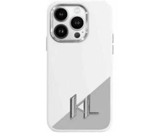 Karl Lagerfeld KLHMP16SSCMKMPCH Apple iPhone 16 6.1" dėklas telefonui baltos spalvos hard Silikoninis Initial Metal Logo MagSafe