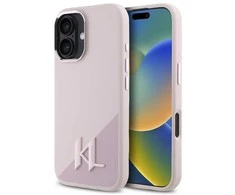 Karl Lagerfeld KLHMP16SSCMKMPCP Apple iPhone 16 6.1″ rožinės spalvos kietas dėklas Silicone Shadow Metal Initial