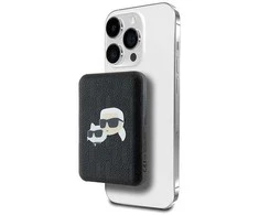 Karl Lagerfeld Powerbank inductive KLPB5FPGKSKCHK 16W 5000mAh juodos spalvos Karl&amp;Choupette Head Pin MagSafe
