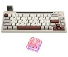 Epomaker RT65 Flamingo Switch mechaninė klaviatūra pilkai balta