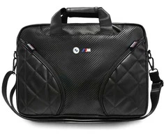 BMW Carbon Pockets &amp; Metal Logo 16" Nešiojamas kompiuteris Bag - Juodas