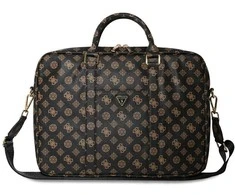 Guess 4G Peony Front Pocket Zipper Triangle Logo Nešiojamas kompiuteris Bag 16" - Juodas