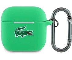 Lacoste Liquid Silicone Croc Logo dėklas skirtas Apple AirPods 4 žalios spalvos