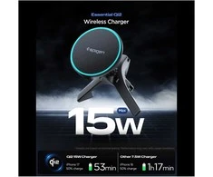 Automobilinis laikiklis Spigen Essential MagSafe Wireless Car Charger EV15MAQ, juodas - Air vent