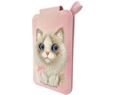Dėklas Magnetyczny portfel stojak na telefon Nimmy New Big-Eye Cute Pets 2.0 Cat rožinis