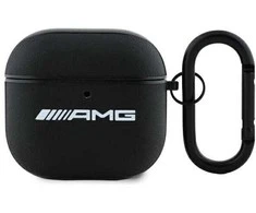 Mercedes AMG AMA4SLWK AirPods 4 ausinių dėklas juodos spalvos Leather Baltas Logo