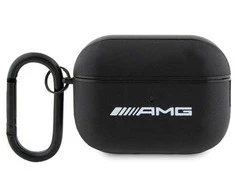 Mercedes Benz Apple AirPods Pro ausinių dėklas 2 Mercedes AMG Leather Baltas Logo (AMAP2SLWK) juodos spalvos