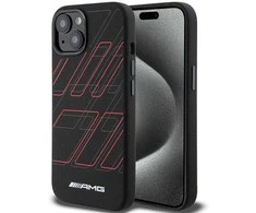 Mercedes AMG AMHMP15M23SSPK Apple iPhone 15 Plus / 14 Plus 6.7″ juodos spalvos kietas dėklas with Silicone Large Rhombuses Patter