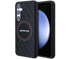 Mercedes AMG AMHMS24M23SMRK S24+ S926 juodos spalvos kietas dėklas with Silicone Carbon Pattern and MagSafe