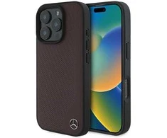 Mercedes MEHMP16L23RBGVR Apple iPhone 16 Pro 6.3″ red kietas dėklas MB Wood Imitation Leather MagSafe