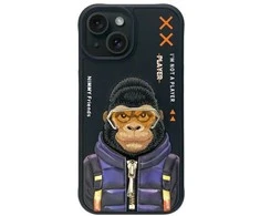 Nimmy dėklas iPhone 15 6.1" juodos spalvos Cool&amp;Cute 2.0 Monkey