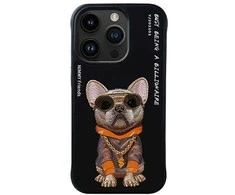 Nimmy Apple iPhone 15 Pro 6.1" dėklas telefonui juodos spalvos Glasses Cool Dog
