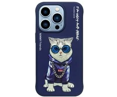 NIMMY dėklas GLASSES COOL CAT, skirtas IPHONE 15 Pro, mėlynas