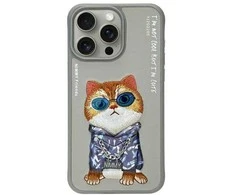 Nimmy Apple iPhone 15 Pro 6.1" dėklas telefonui pilkos spalvos Glasses Cool Cat
