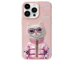 Nimmy dėklas Apple iPhone 15 Pro 6.1" rožinės spalvos Cool&amp;Cute 2.0 Cat