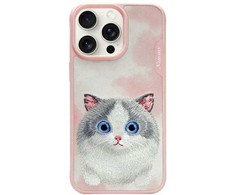 Nimmy Apple iPhone 15 Pro 6.1" dėklas telefonui rožinės spalvos Big Eyed Pet 2.0 Cat