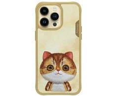 Nimmy Apple iPhone 15 Pro Max 6.7" dėklas telefonui haki spalvos Big Eyed Pet 2.0 Cat