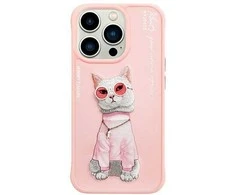 Nimmy dėklas Apple iPhone 15 Pro Max 6.7" rožinės spalvos Glasses Cool Cat