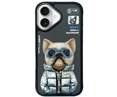 Nimmy Apple iPhone 16 6.1" dėklas telefonui juodos spalvos Cool&amp;Cute 2.0 Dog