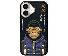 Nimmy Apple iPhone 16 6.1" dėklas telefonui juodos spalvos Cool&amp;Cute 2.0 Monkey