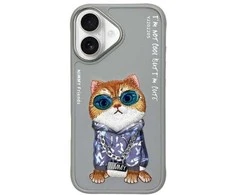 Nimmy Apple iPhone 16 6.1" dėklas telefonui pilkos spalvos Glasses Cool Cat