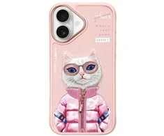 Nimmy Apple iPhone 16 6.1" dėklas telefonui rožinės spalvos Cool&amp;Cute 2.0 Cat