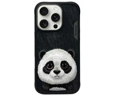 Nimmy Apple iPhone 16 Pro 6.3" dėklas telefonui juodos spalvos Big Eyed Pet 2.0 Panda